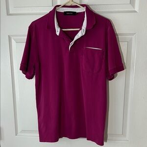 Vintage Bugatchi Men's Magenta Polo Shirt,‎ Sz Large